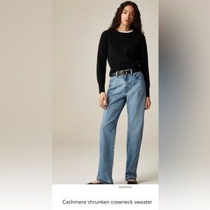 J. Crew size large black cashmere shrunken crewneck sweater